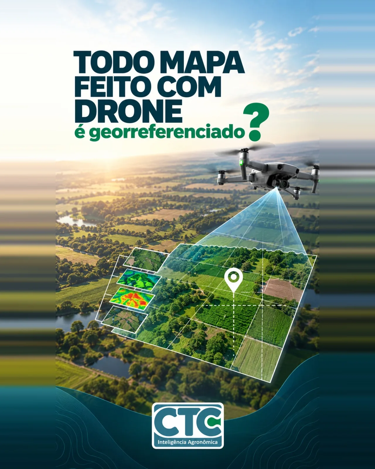 Mapa aéreo de talhões feito com drone, com os pontos georreferenciados sobre a área